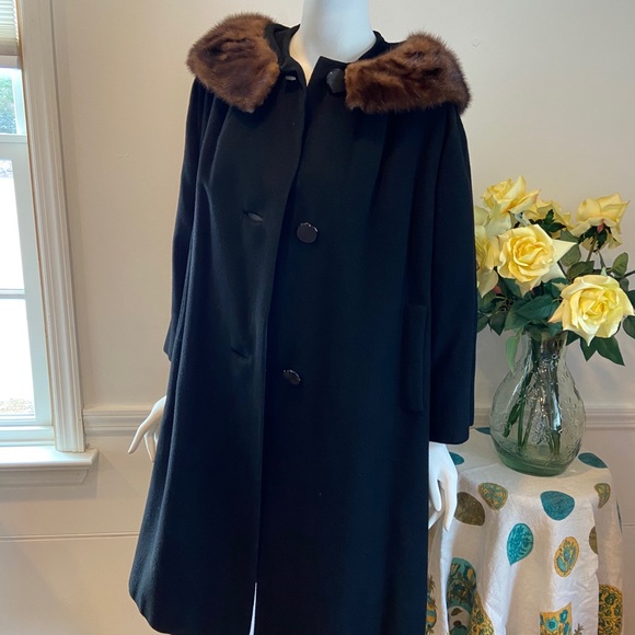 Vintage Cashmere Coat with Fur Collar - Picture 1 of 16